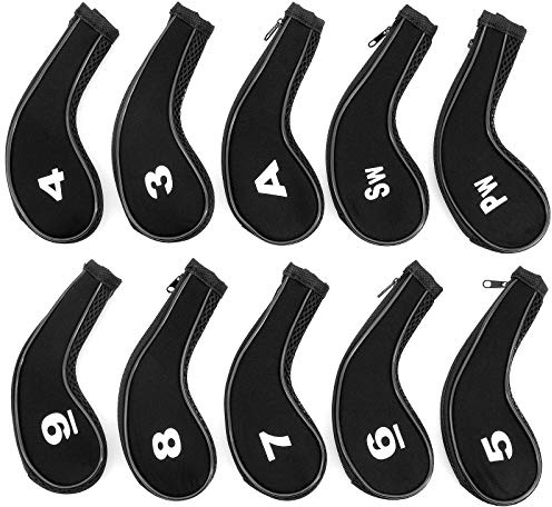 Yuhtech Golf Schlägerkopfhüllen - 10 Stück Eisen Schlägerhauben mit Reißverschluss