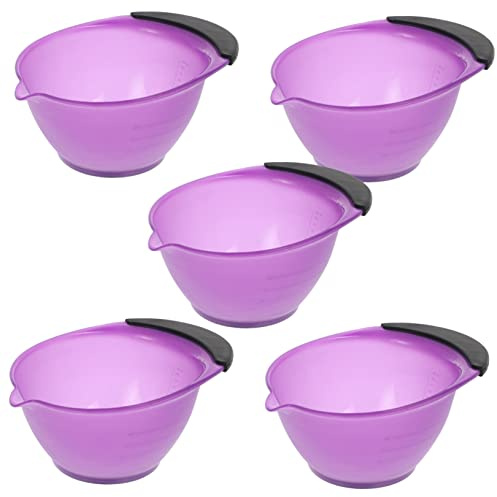 FRCOLOR Hair Color Mixing Bowls with Handle Set of 5 Reusable Hair Dye Bowls for Salon and Diy Coloring Wide Deep Design to Durable Pp Abs Material 6.49X4.80X2.75In