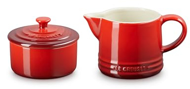 Le Creuset Stoneware Sugar and Cream Set Cerise