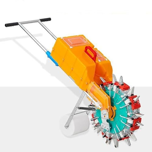 HJDSUDU Sembradora Manual, sembradora de maíz con Ruedas, sembradora de Trigo Manual, sembradora de jardín de precisión de Metal, sembradora de Rodillos,6 Mouths