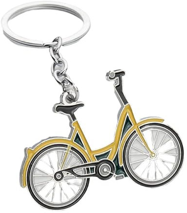 Schlüsselanhänger 2 Stück Fahrrad Metall Schlüsselanhänger Ornament Fahrradanhänger Gelb