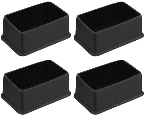 sourcing map 4Pcs PVC Square Chair Leg Caps, 75mm x 45mm OD Black Furniture Feet Pads Table Foot Cover Caps Floor Protectors for Patio Table Cabinet Bed Furniture