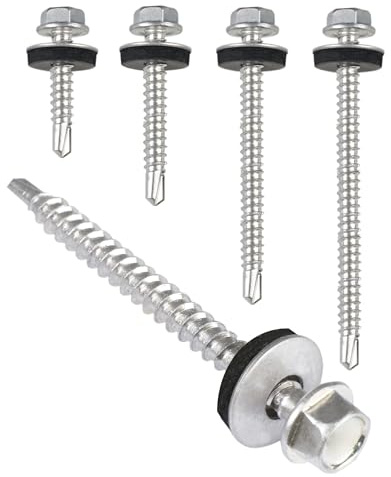 PAROTEC Trapezblechschrauben 4.8 mm x 25 mm, 250 Stück, Silber verzinkt | Selbstschneidende Schrauben mit EPDM Dichtscheibe Dichtung Selbstbohrende Bohrschrauben Sechskantkopf
