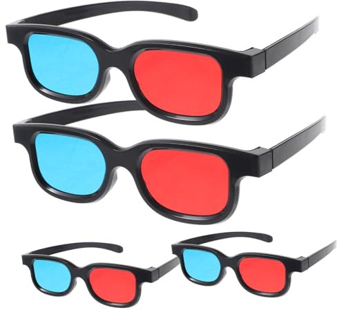 CONGARTENO 4 Pièces Lunettes 3d Rouge Et Azur Pour Films Cinéma Et Télévision Compatibles Avec Téléphones Et Appareils De Projection