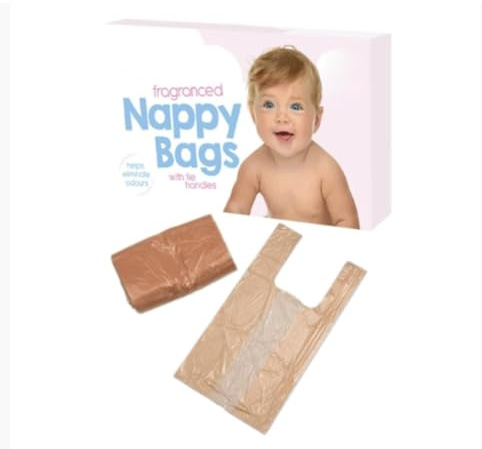 UKDGTMR 150 bolsas de pañales de colores con asas de corbata, perfumadas para eliminar olores, duraderas y a prueba de fugas, ligeras y perfectas para bolsas de viaje de bebés