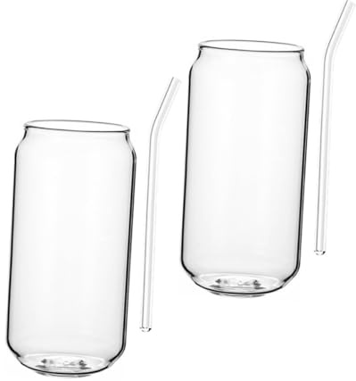 Copa de Cristal Creativa 4 Piezas 350ml de Vidrio Resistente al Calor | Taza Pajita para Cócteles, Superficie Lisa y Tacto Cómodo, Adecuado para Banquete y Boda