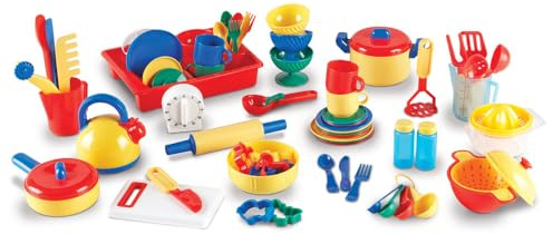 Learning Resources Pretend & Play Kitchen Set - 76 Pieces, Ages 3+, Kitchen Food Toys for Kids, Fine Motor Skills, Gifts for Boys and Girls