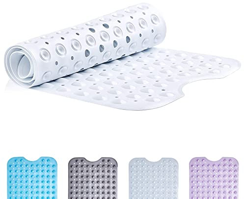 TranquilBeauty Bath, Shower Mat, No Slip with Suction Cup, Anti-Mildew, Machine Washable, No Latex, Ideal for the Elderly and Children (White, 100 x 40 cm)
