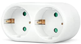 Garza Adaptador de enchufe doble frontal con toma de tierra, 2 tomas, color blanco