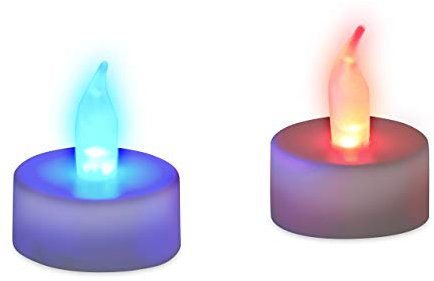 Relaxdays Set da 2 Lumini LED, Cambiamento di Colore, Decorazione Senza Fiamma, A Batterie, Candeline, Multicolore