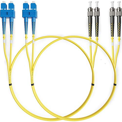 BEYONDTECH Cavo Fibra Ottica SC a ST OS1 Monomodale Duplex (5 Metri) - Cavo di Fibre Ottiche UPC/UPC - 9/125 (LSZH)