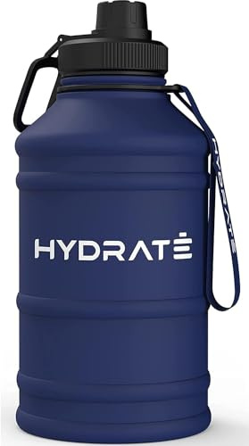 HYDRATE Edelstahl Trinkflasche - 2,2 Liter Wasserflasche - BPA-freie Sport Wasserflasche - MetallWasserflasche praktischer Nylon-Trageriemen und auslaufsicherer Schraubverschluss, Gym Trinkflaschen