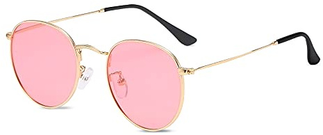 LumiSyne Retro Gafas De Sol Redondas Hombre Mujer Estilo Steampunk Lennon Polarizadas Lentes De Color Vintage Ronda Marco De Metal Círculo Espejo Gafas Protección UV400 Hippie Anteojos