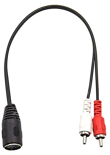 ezqnirk 1pcs 0.3M 5 Pins DIN Female To 2 RCA Male Plug AMP Audio Adapter Cable Audio Converter Cable