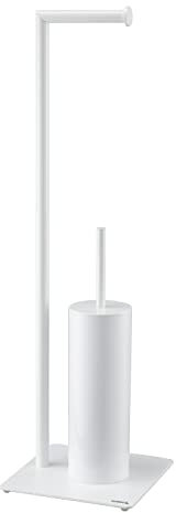 Sealskin Tube Stand WC-Garnitur mit Toilettenpapierhalter und Toilettenbürste, Toilettenbutler freistehend , Metall, Farbe: Weiß