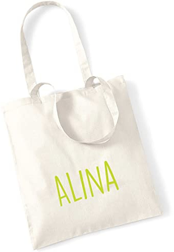 minimutz Jutebeutel bedruckt mit Name groß | Stofftasche Baumwolle inkl. Namensaufdruck für Jungen & Mädchen | Personalisierter Kinder-beutel Tragetasche für Krippe, Kindergarten, Schule