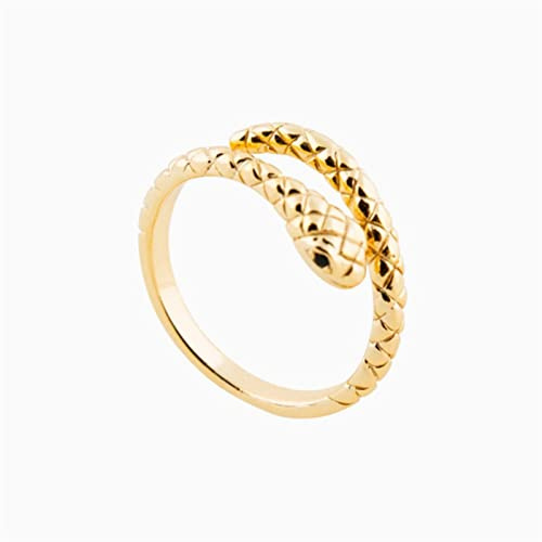 XKUN Anello Anelli di Serpente Placcati in Oro per Donne Uomini 925 Silver Impilabili Anelli Snake Stereoscopici Regolabili-Gold 2,1Pcs