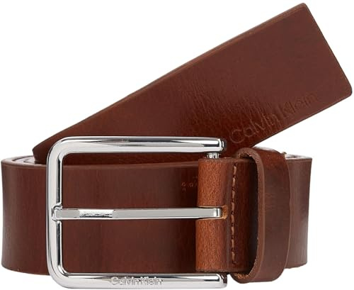 Calvin Klein Herren Gürtel Ledergürtel, Braun (Dark Tan), 95 cm