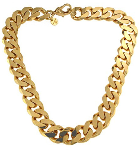 Original italienische Panzerkette 18kt vergoldet 16,5mm Länge 42cm, Halskette Herren-Kette Goldkette Damen Geschenk Schmuck ab Fabrik Tendenze-Italy