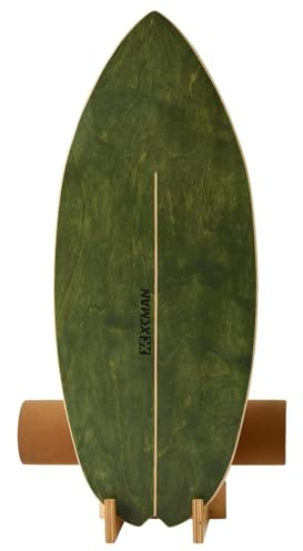 XCMAN Tavola da surf Balance Trainer con rullo in legno per esercizi di bilanciamento della stabilità – superficie antiscivolo per adulti (Boat Bown)