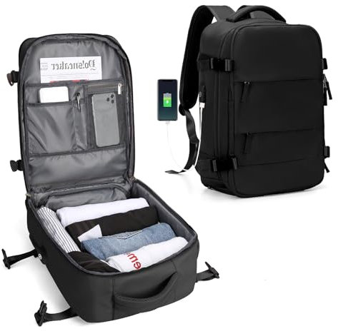 SZLX Großer Reiserucksack Damen, Handgepäck Rucksack,Wanderrucksack Wasserdichter Outdoor-Sportrucksack Lässiger Tagesrucksack Schultasche Fit 14 Zoll Laptop mit Schuhfach und Laptopfach