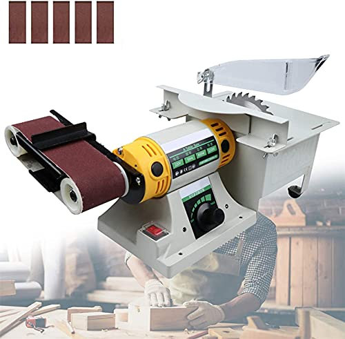 Máquina de lijado de escritorio, lijadora de banda de metal de velocidad ajustable, 850 W, 800-11000 rpm, con corte, pulido, función de grabado de bricolaje para metal, jade, pulido de madera, lijad