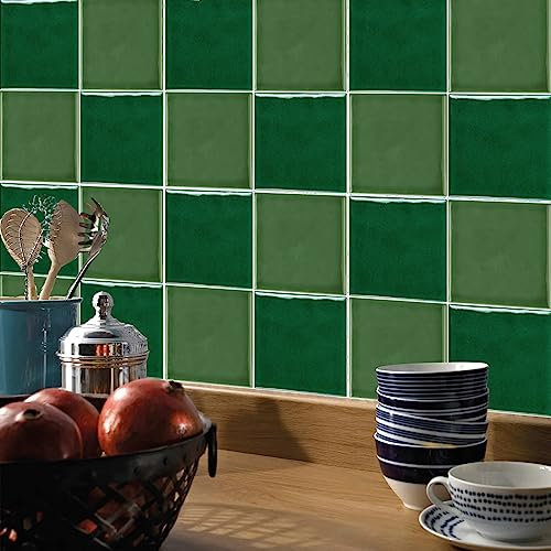 Fliesenaufkleber Grüne Geometrie Klebefliesen Fliesenfolie Ölfest Küchenrückwand Selbstklebend Fliesenaufkleber Bad Wasserdicht Klebefolie Dekorieren 40 Stück/15x15cm