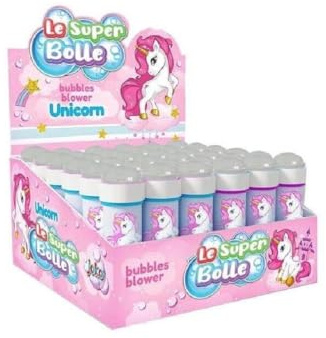 Trade Shop - Bolle Di Sapone Unicorno Confezione 36 Pz Flacone 50 Ml Gadget Per Party 806406 -