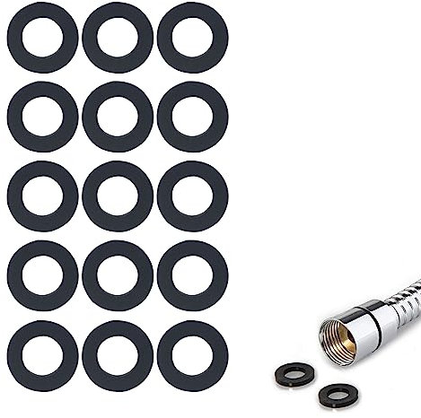 15pcs Black Shower Hose Washer Rubber Seals,1/2 Inch ShowerHose Washer Tap Sealing Rings, ShowerHose Connector Washers,for Shower Head and Hose Connecting Fitting
