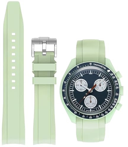 Niziruoup Silikon Armband für Omega x Swatch MoonSwatch/Rolex Uhr,Gebogenes Weiches Silikon Gummi Armband Omega x Swatch MoonSwatch Speedmaster Ersatzband Uhrenarmbänder Kautschuk 20mm