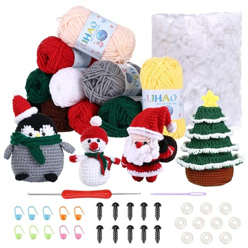 LIHAO Häkelset für Anfänger Komplett Häkelpaket Strickset mit Häkelnadeln Wollgarn Schritt-für-Schritt-Anleitungsvideo Häkel-Starter-Kit für DIY