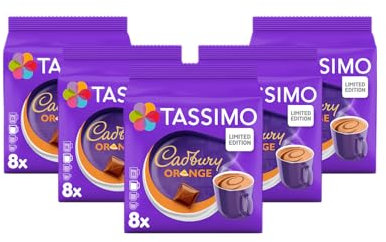 Tassimo Cadbury Orange Hot Chocolate Pods x8 (Pack of 5, Total 40 Drinks)
