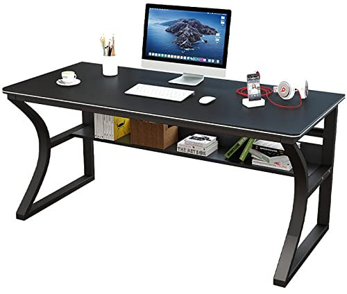 KAZUP Computertisch, Arbeitstisch für das Heimbüro, moderner, Schlichter Laptop-Schreibtisch, Schreibtisch, Lesetisch mit Ablageflächen (31 Zoll, schwarz)