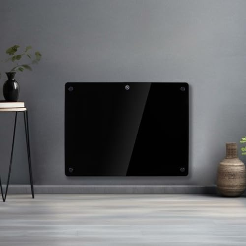 Futura 1000W Glass Electric Panel Heater, Wall Mounted & Freestanding | 1000W glass panel heater with 12m² coverage, 5–35°C thermostat, wall or floor use, open-window detection and IP24 rating.