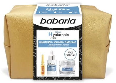 Babaria - Pack Cremas Mujer Regalo | Crema Hidratante Cara Acido Hialuronico | Crema Cara 50ml, Serum Facial Mujer 30 ml Y Una Ampolla 2ml | Hidratante Facial | Crema De Día y Noche