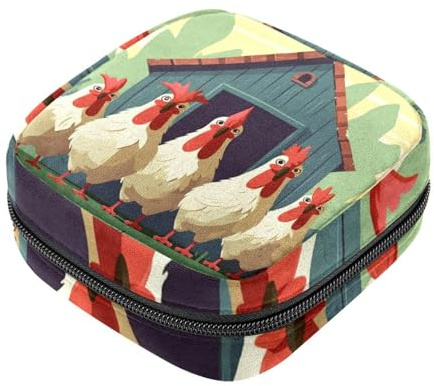 YTYVAGT Borsa mestruale,Sacchetto di immagazzinaggio del tovagliolo sanitario,Gallo dei polli del fumetto,Borsa del tampone per la borsa
