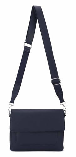 OBC Damen Tasche Shopper Brusttasche Schultertasche Crossbody Trio Umhängetasche Messenger Handtasche Crossover BodyBag Leder Optik Dunkelblau