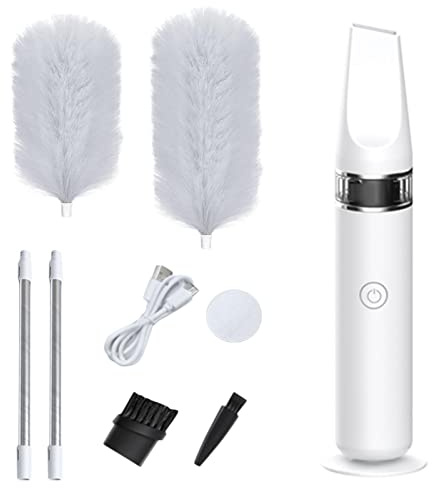 Spolverino Elettrico Instant Duster Pro Original, Polveri con Manico Espandibile Strumento di Pulizia Multifunzione in Microfibra per Polvere, Spolverino estensibile Elettrico Rotante Senza Fili