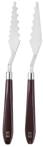 QUARKZMAN Juego de 2 Espátulas para Pintura E5 E6 de Acero Inoxidable con Mango de Plástico, Herramientas de Raspado para Mezclar y Extender Pintura Acrílica y Óleo en Lienzo