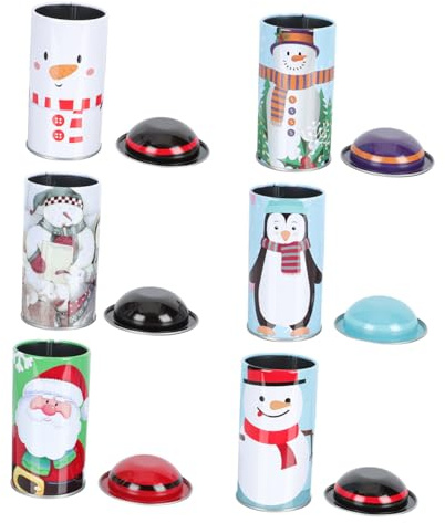 COLLBATH 6pcs Christmas Pattern Wrapping Box Tinplate Candy Chocolate Box Style Adorable Xmas Decor Case for Safe Storage