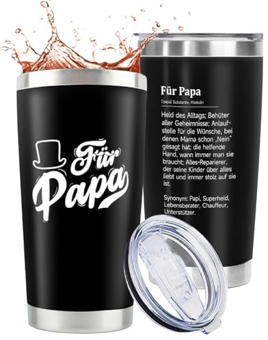 VivaJoy Papa Geschenk - Multifunktion Thermobecher als Geburtstags- oder Vatertagsgeschenk für Papa von Söhnen und Töchtern