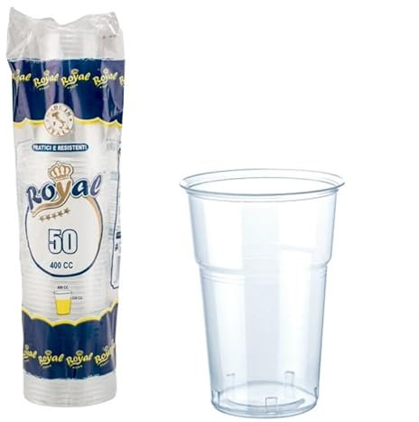 500 Bicchieri Plastica Rigida 400 ml Tacca 330ml 10 confezioni da 50 pz resistenza superiore e durata prolungata festa party birra bevande