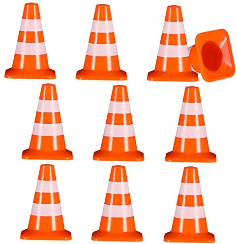 CIYODO 10 Stück Miniatur Verkehrskegel Für Kinder Bunte Sandkasten Leitkegel Aus Kunststoff Pädagogisches Spielzeug Für Verkehrserziehung Und Rollenspiele