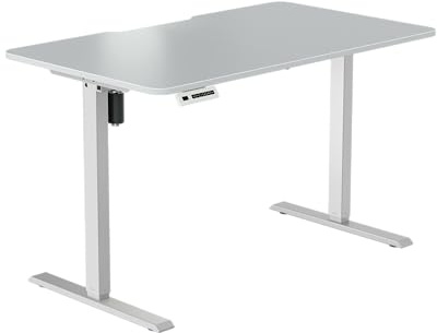 LeetDesk Entry Gaming Tisch – Elektrisch höhenverstellbarer Gaming Schreibtisch und PC Tisch – Ergonomischer Gaming Desk für Gamer – Weiß, 120 x 70 cm - Gamingtisch