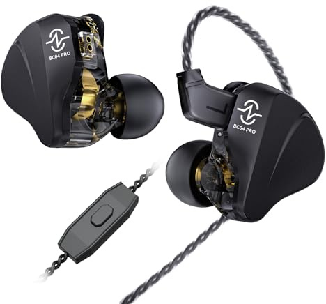 keephifi CCZ BC04 PRO 1BA+1DD Cuffie Con Microfono,Cuffie Gaming In Ear con 10 mm Doppi Magnetici DD,IEM Cuffie DJcon Filo Argento Placcato 5N OFC,Bass Auricolari In Ear Monitor per Musicista