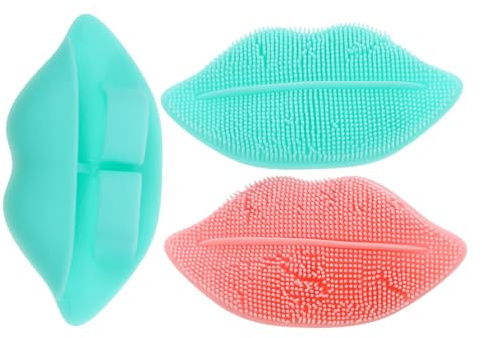 FRCOLOR Silikon Gesichtsreinigungsbürsten für Peeling und Make Up Entfernung 3 Stück mit Lippenform Zufällige Farbe für Gesichtsreinigung und Reisen