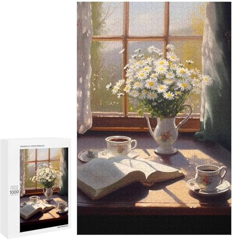 Puzzles for Adults 1000 Pieces - The Book on The Windowsill Perfect Interlocking Clear Printing - Adults Educational Puzzle Display as Artwork Idea!