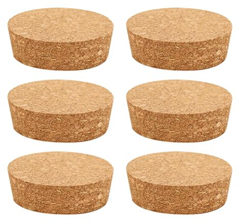 6 Stück große, konische Kork-Flaschenstöpsel, breite Öffnung, Einmachglasdeckel, Ersatzkorken aus Holz, Glas, Weinflaschenkorken, Stopfen für Bierflaschen, 71 x 65 x 20 mm