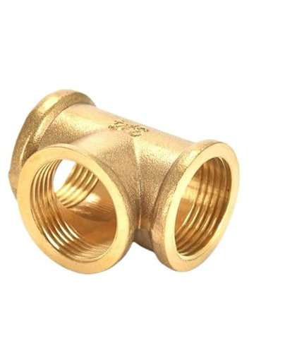 Zymjzbetic Pneumatic Plumbing Brass Pipe Fitting Male/Female Thread 1/8 1/4 3/8 1/2 BSP Tee Type Copper Fittings Water Oil Gas Adapter for Air Conditioner Refrigeration Plumbing(1/2)
