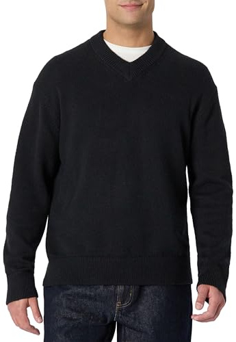 Amazon Essentials Men's Regular-Fit Cotton Blend V-Neck Sweater, Black, XX-Large